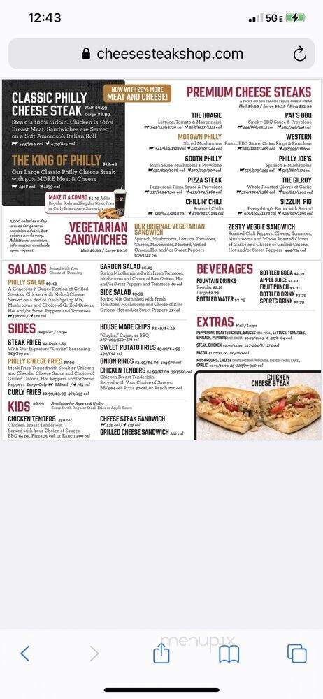 Cheese Steak Shop - Suisun City, CA menu_pic