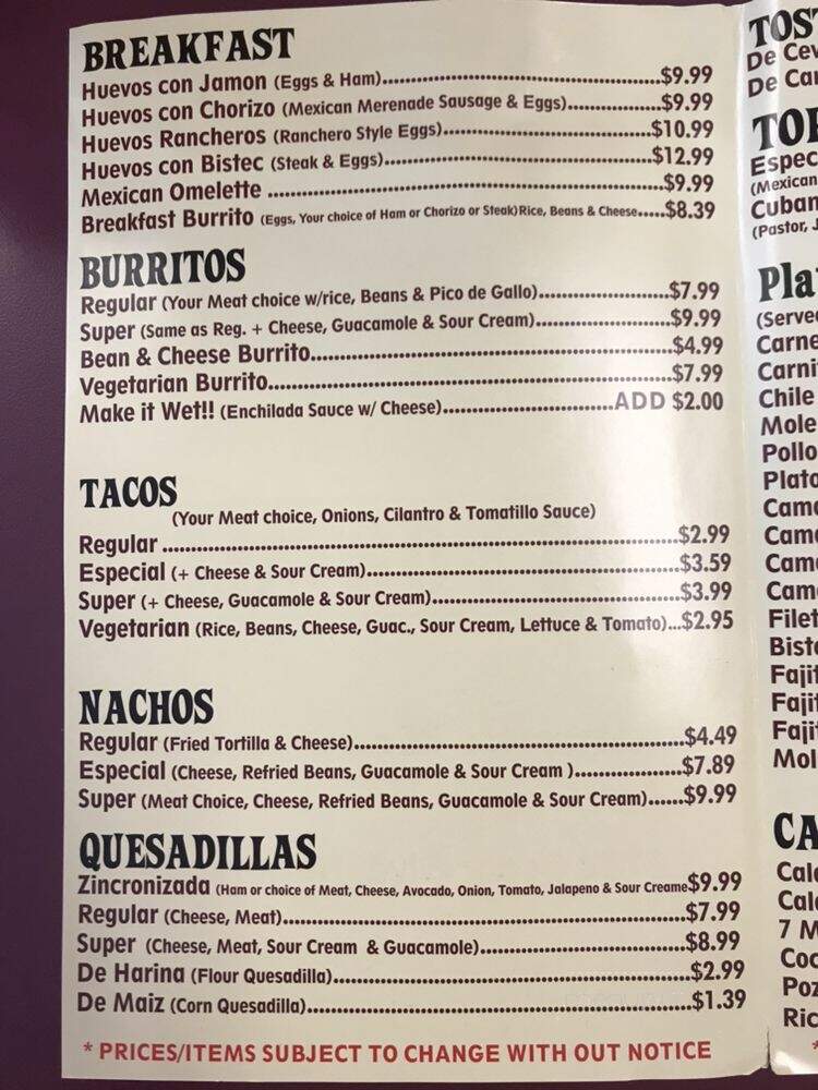Taqueria Los Portales - Newark, CA menu_pic