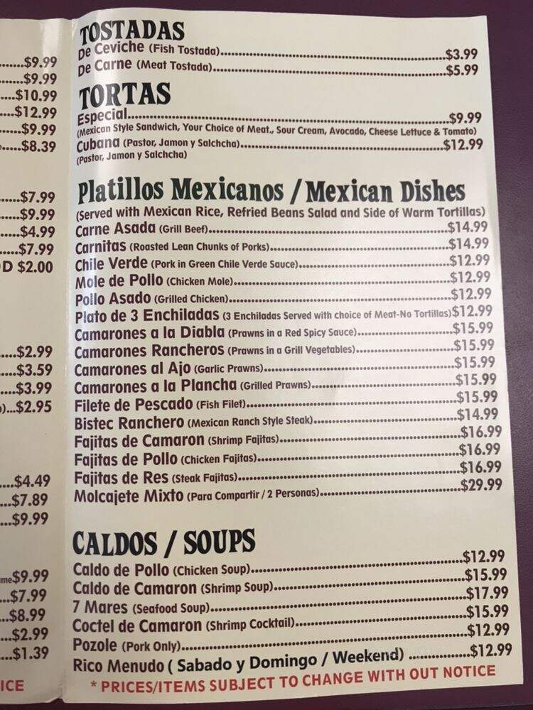 Taqueria Los Portales - Newark, CA menu_pic