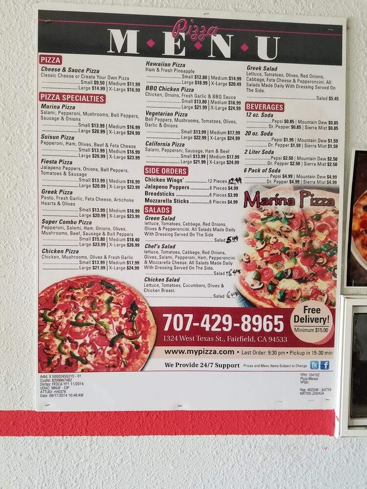 Marina Pizza - Suisun City, CA