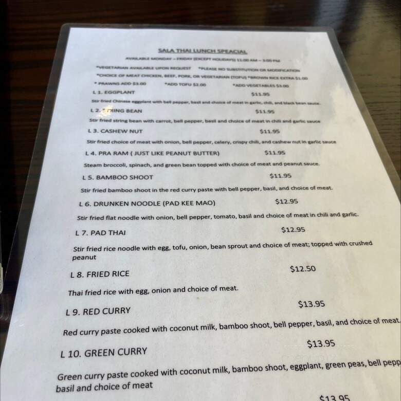 Salathai Restaurant - Fremont, CA menu_pic