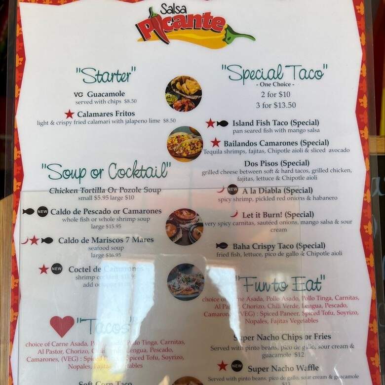 Salsa Picante - Fremont, CA menu_pic