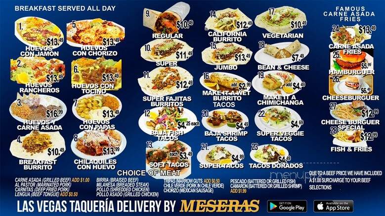 Taqueria Las Vegas & Bar - Fremont, CA menu_pic