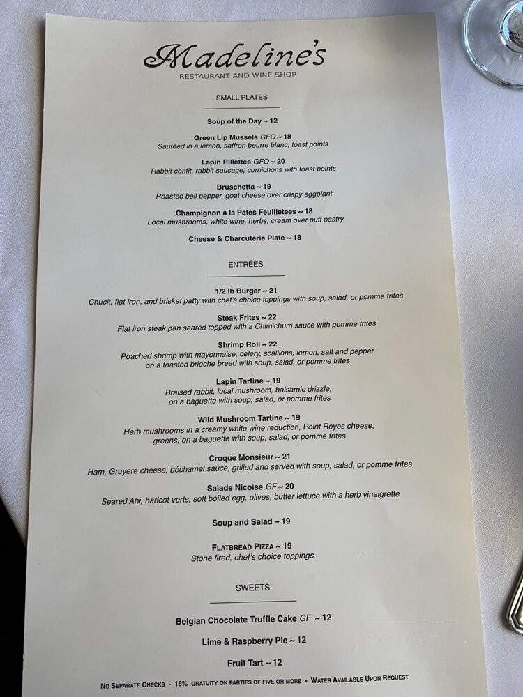 Madeline's - Cambria, CA menu_pic