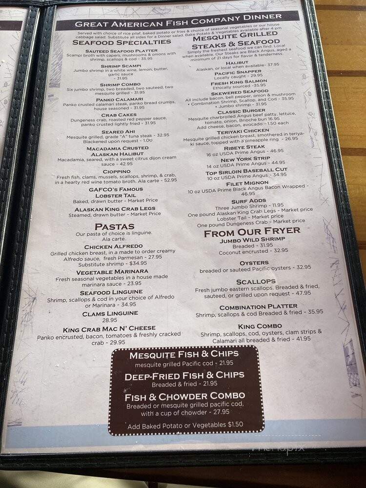 Great American Fish Co - Morro Bay, CA menu_pic