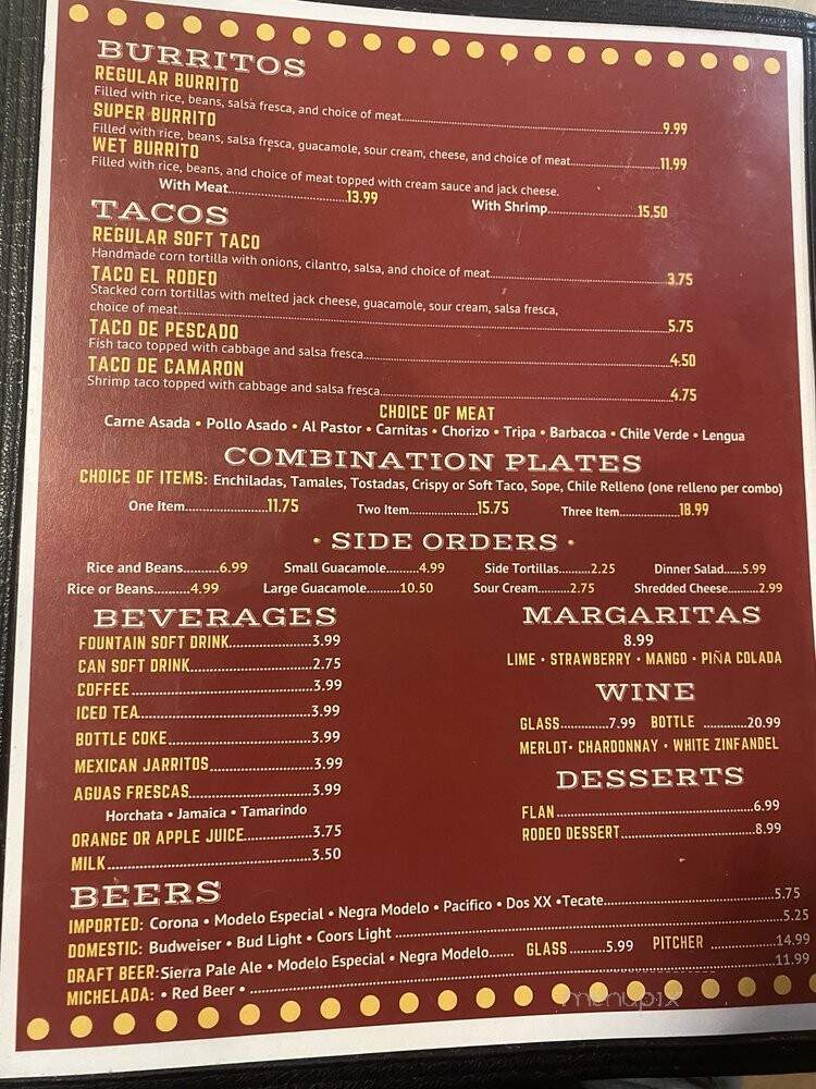 Taqueria El Rodeo - Los Banos, CA menu_pic