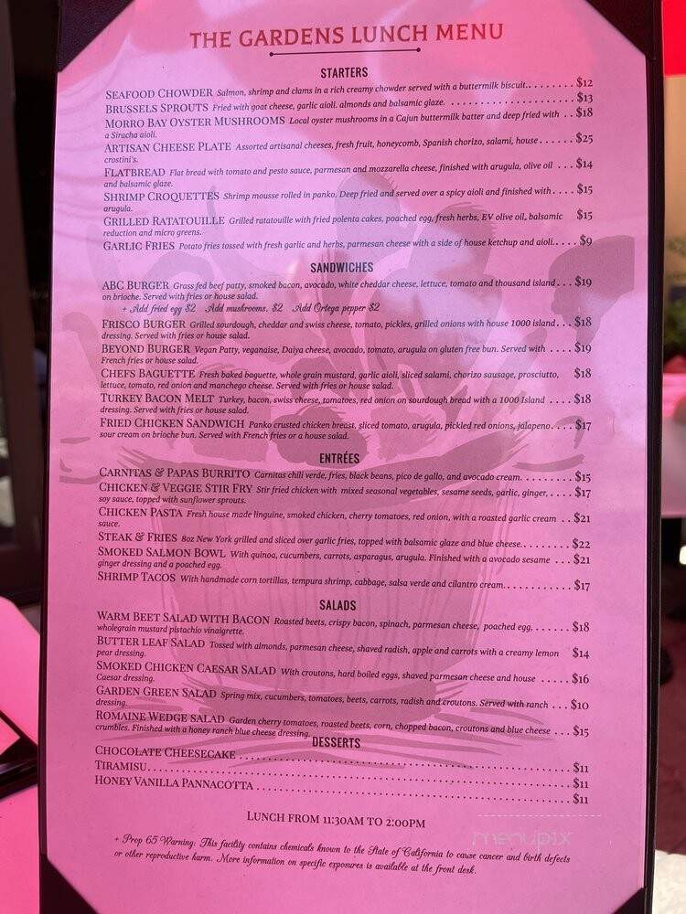 Gardens Of Avila - San Luis Obispo, CA menu_pic