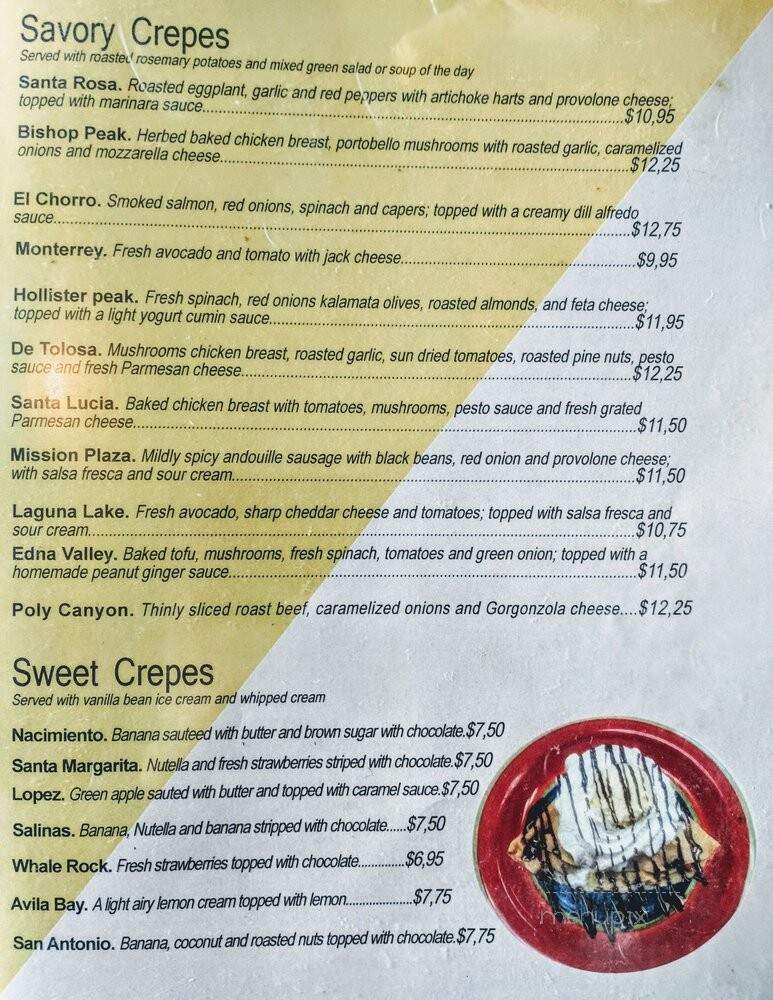 Le Ciel Crepes Cafe - San Luis Obispo, CA menu_pic