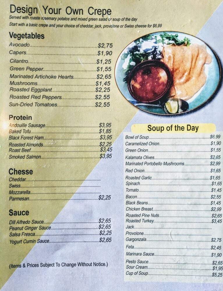 Le Ciel Crepes Cafe - San Luis Obispo, CA menu_pic
