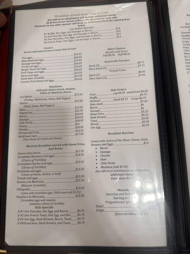 Los Robles Cafe - Paso Robles, CA menu_pic