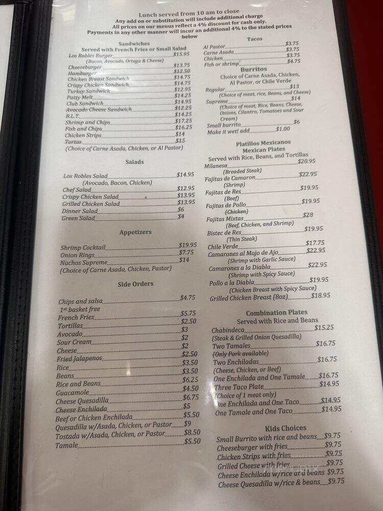 Los Robles Cafe - Paso Robles, CA menu_pic