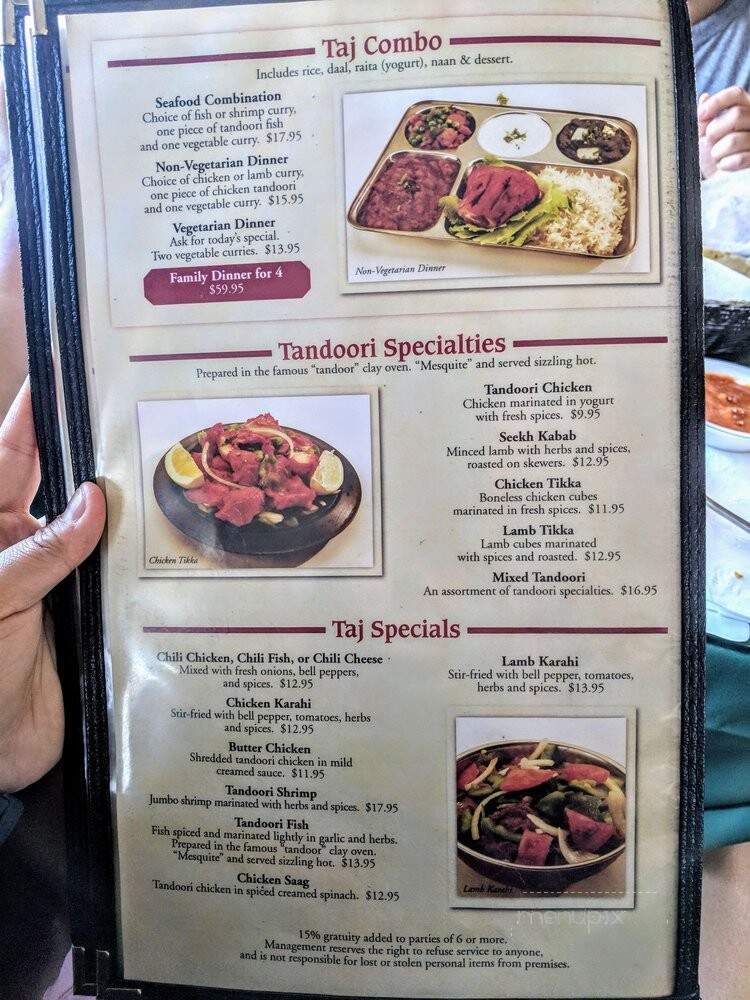 Taj Palace - San Luis Obispo, CA menu_pic