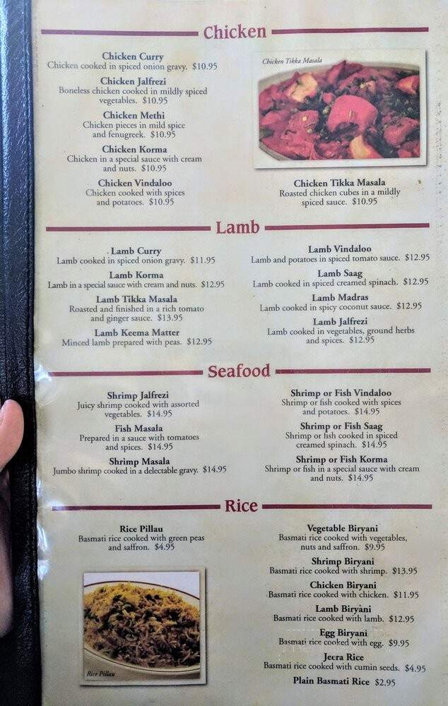 Taj Palace - San Luis Obispo, CA menu_pic