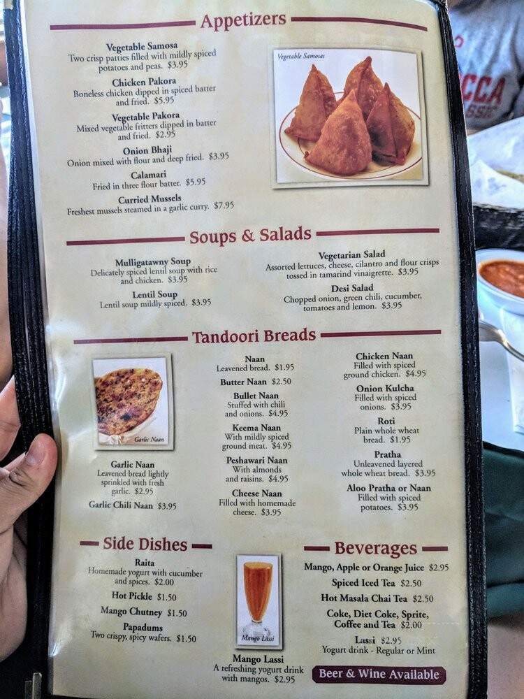 Taj Palace - San Luis Obispo, CA menu_pic