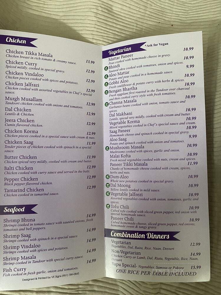 Jewel Of India - San Luis Obispo, CA menu_pic