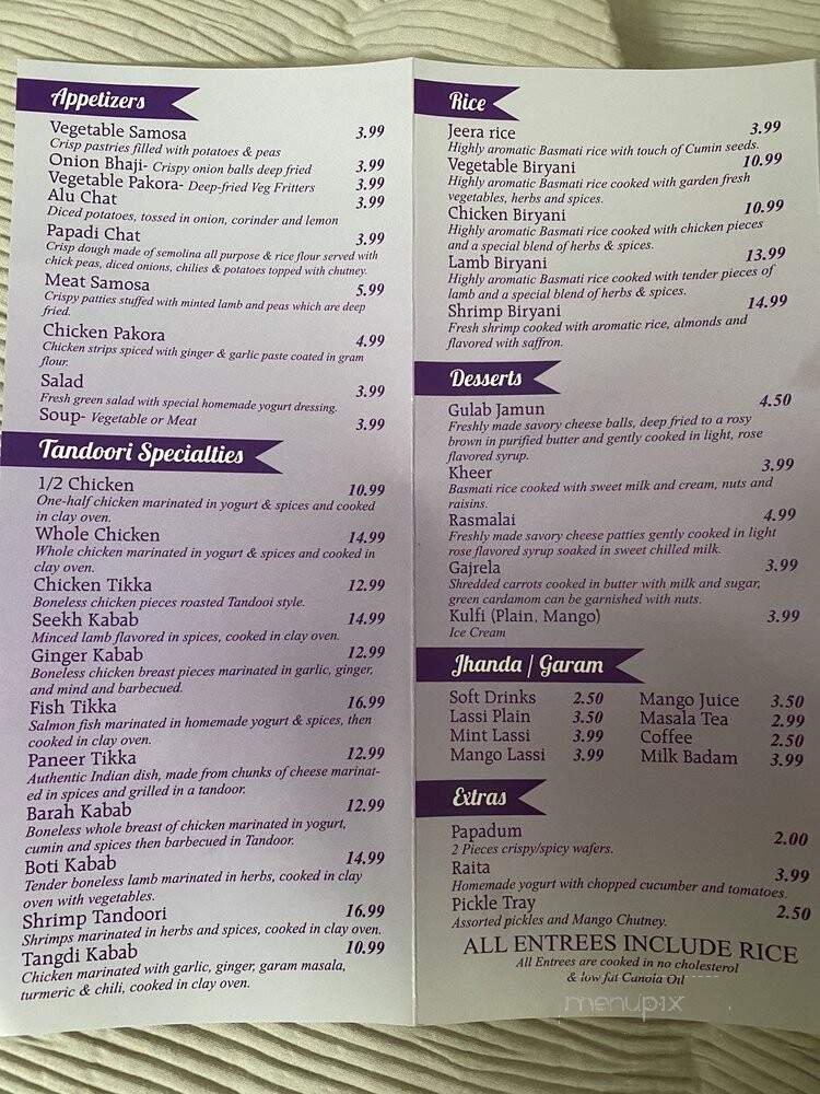 Jewel Of India - San Luis Obispo, CA menu_pic