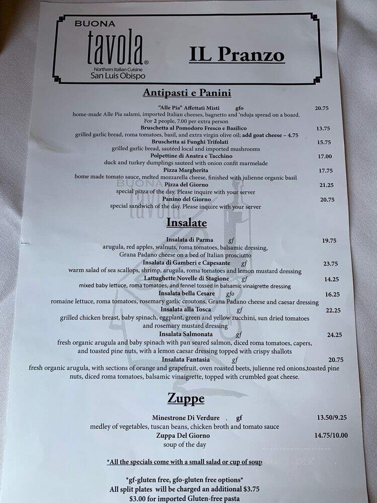 Buona Tavola - San Luis Obispo, CA menu_pic