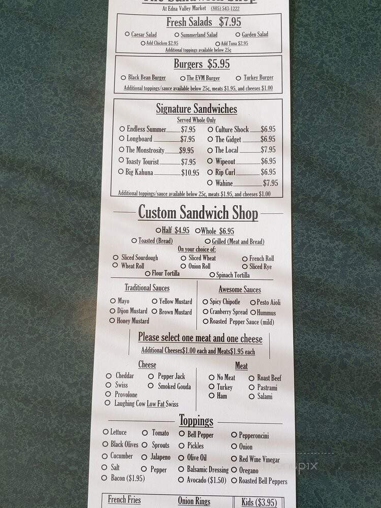Edna Valley Market - San Luis Obispo, CA menu_pic
