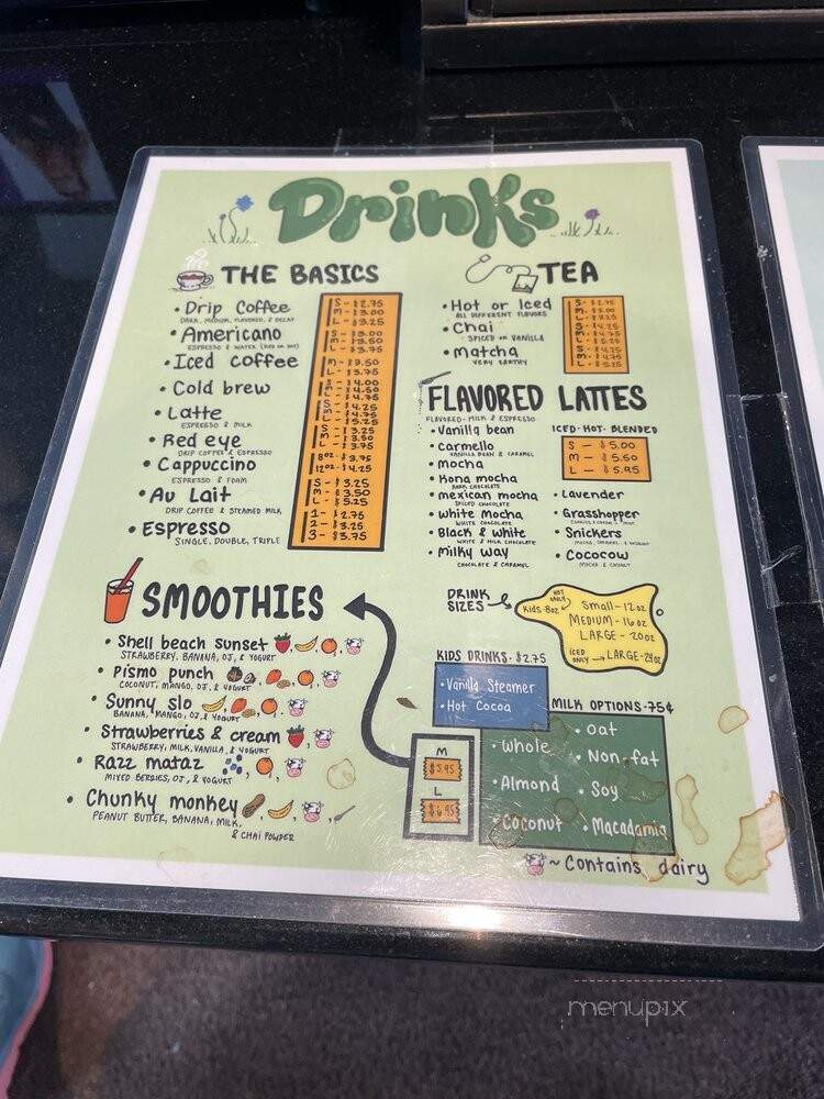 Steaming Bean - Pismo Beach, CA menu_pic