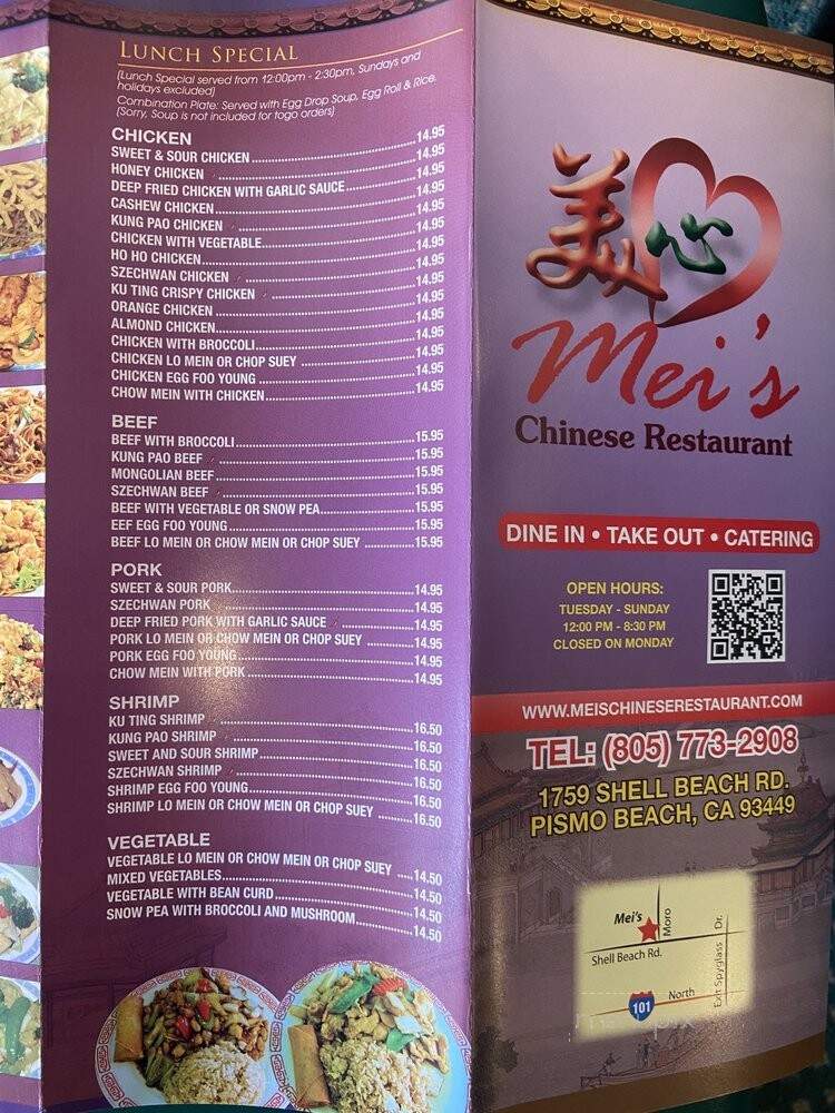 Mei's Chinese Restaurant - Pismo Beach, CA menu_pic