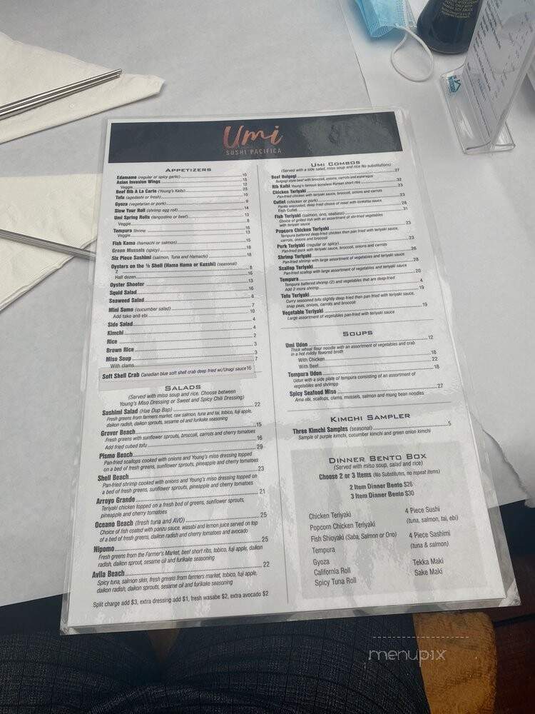 Umi Teriyaki & Sushi - Grover Beach, CA menu_pic