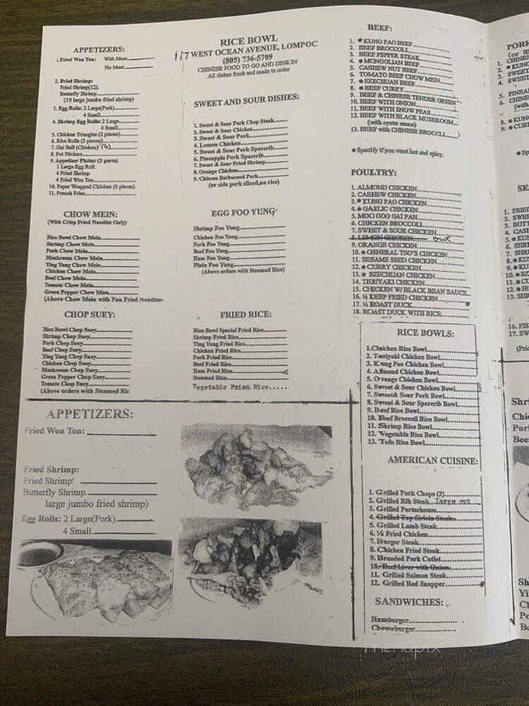 Rice Bowl - Lompoc, CA menu_pic