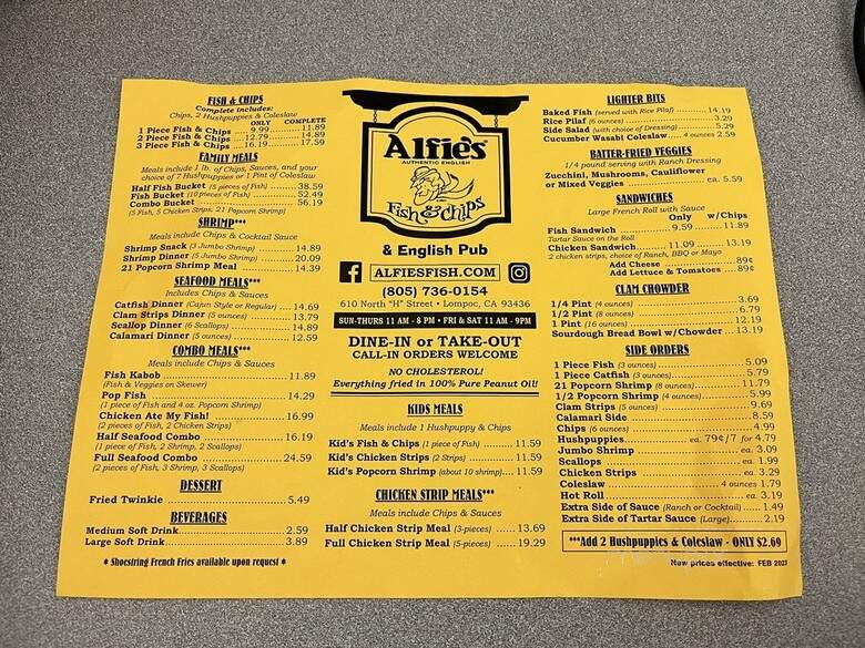 Alfie's Fish & Chips - Lompoc, CA menu_pic