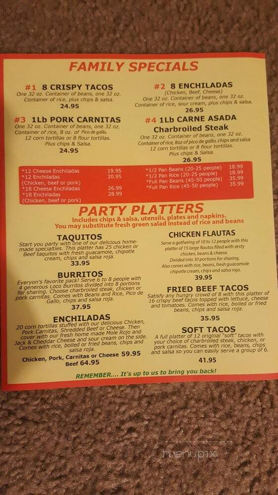 Burrito Loco Restaurant - Lompoc, CA menu_pic