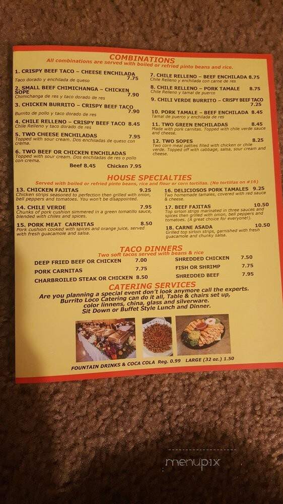 Burrito Loco Restaurant - Lompoc, CA menu_pic