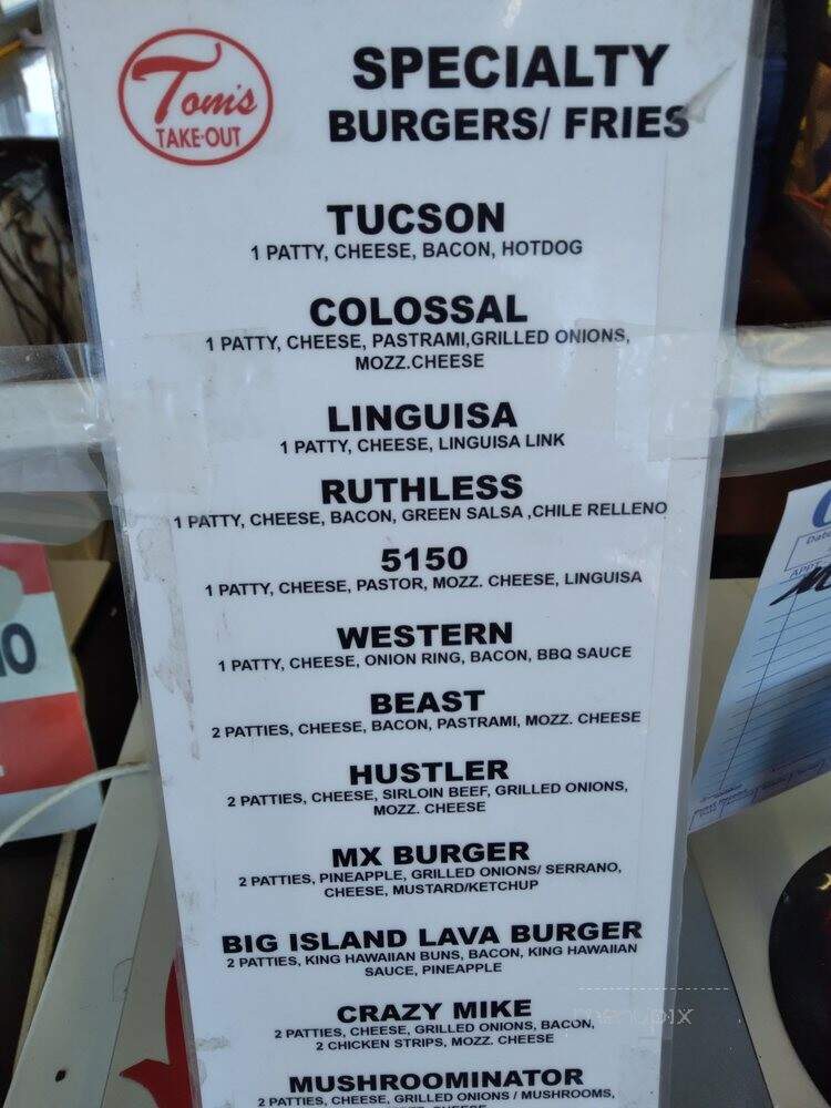 Tom's Take Out - Santa Maria, CA menu_pic