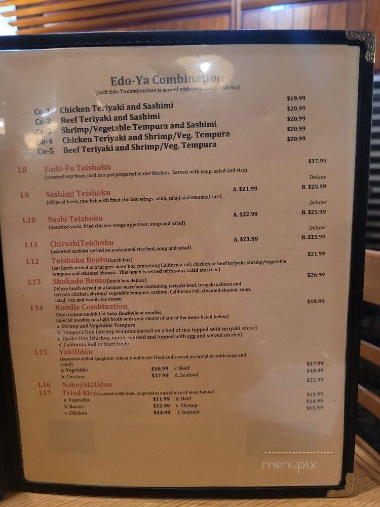 Edo-Ya Tokyo Cuisine - Fresno, CA menu_pic