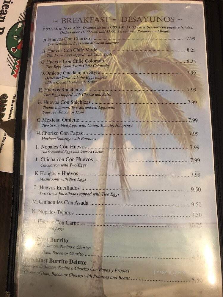 Guadalajara Restaurant - Fresno, CA menu_pic