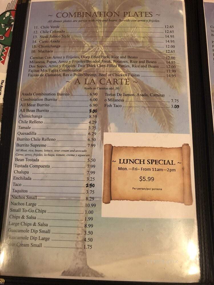 Guadalajara Restaurant - Fresno, CA menu_pic