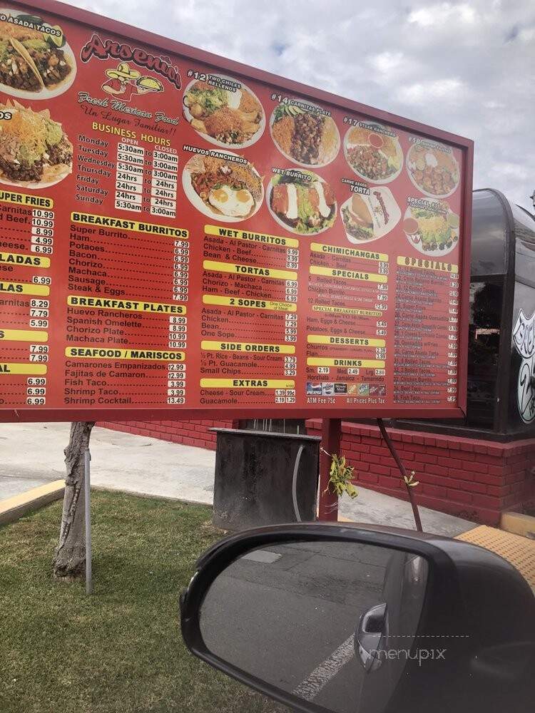 Arsenios's Mexican Food - Fresno, CA menu_pic