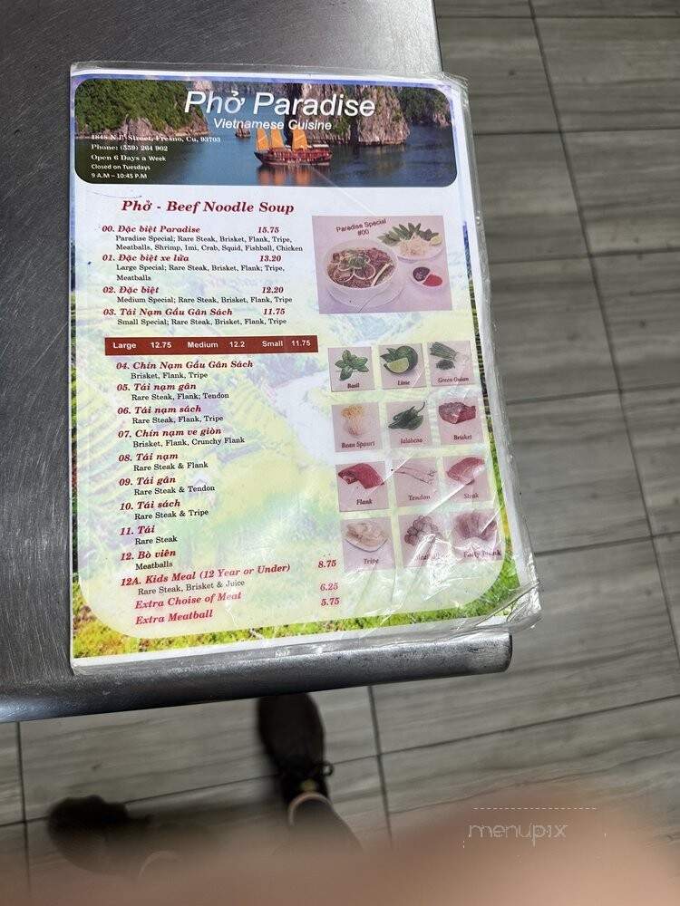 Paradise Restaurant - Fresno, CA menu_pic