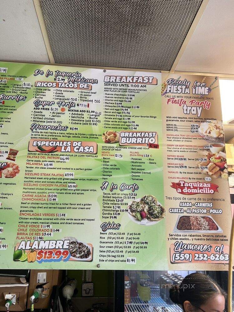 Ocampo's Mexican Restaurant - Fresno, CA menu_pic