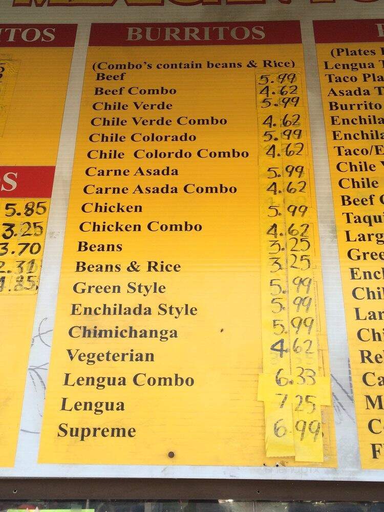 Jimenez Mexican Food - Fresno, CA menu_pic