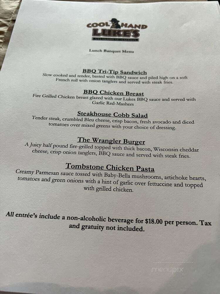 Cool Hand Luke's Steak House - Clovis, CA menu_pic