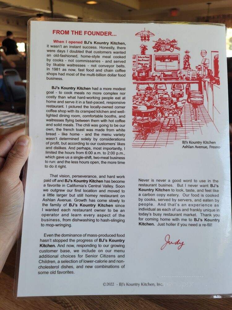 B J's Kountry Kitchen - Fresno, CA menu_pic