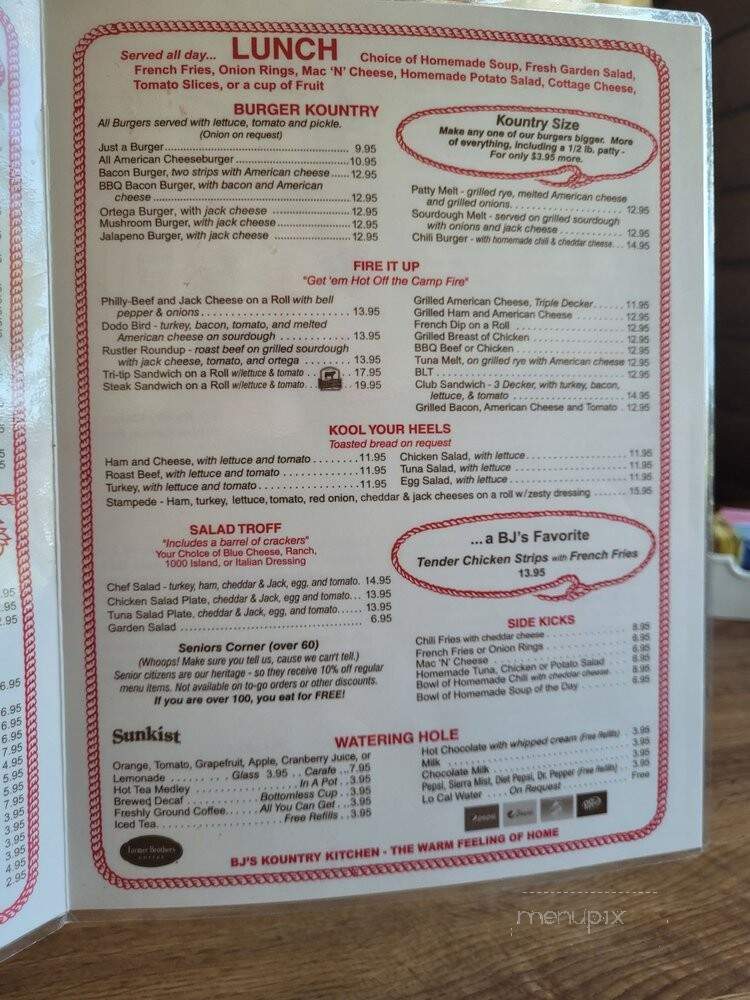 B J's Kountry Kitchen - Fresno, CA menu_pic