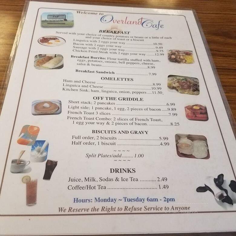 Overland Cafe - Hanford, CA menu_pic