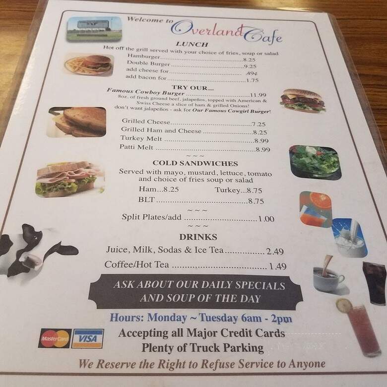 Overland Cafe - Hanford, CA menu_pic