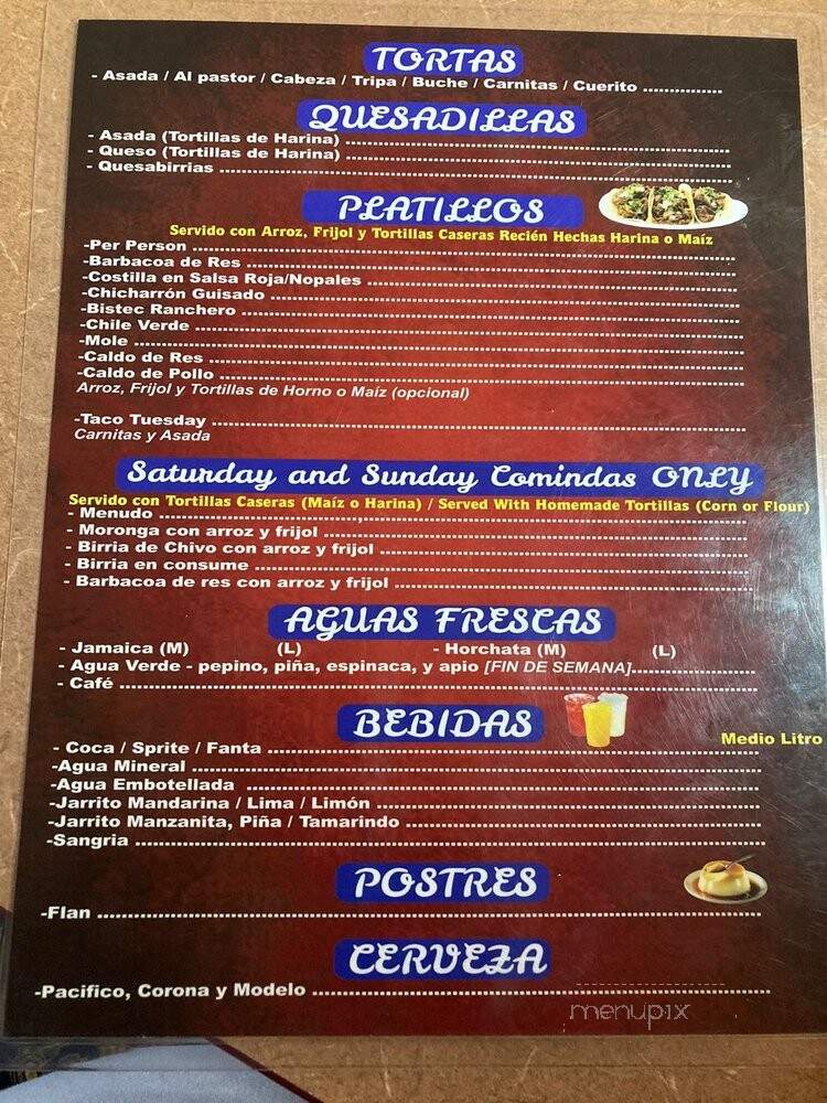 La Cocina Del Pueblo - Wasco, CA menu_pic