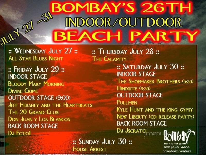 Bombay Bar & Grill - Ventura, CA menu_pic