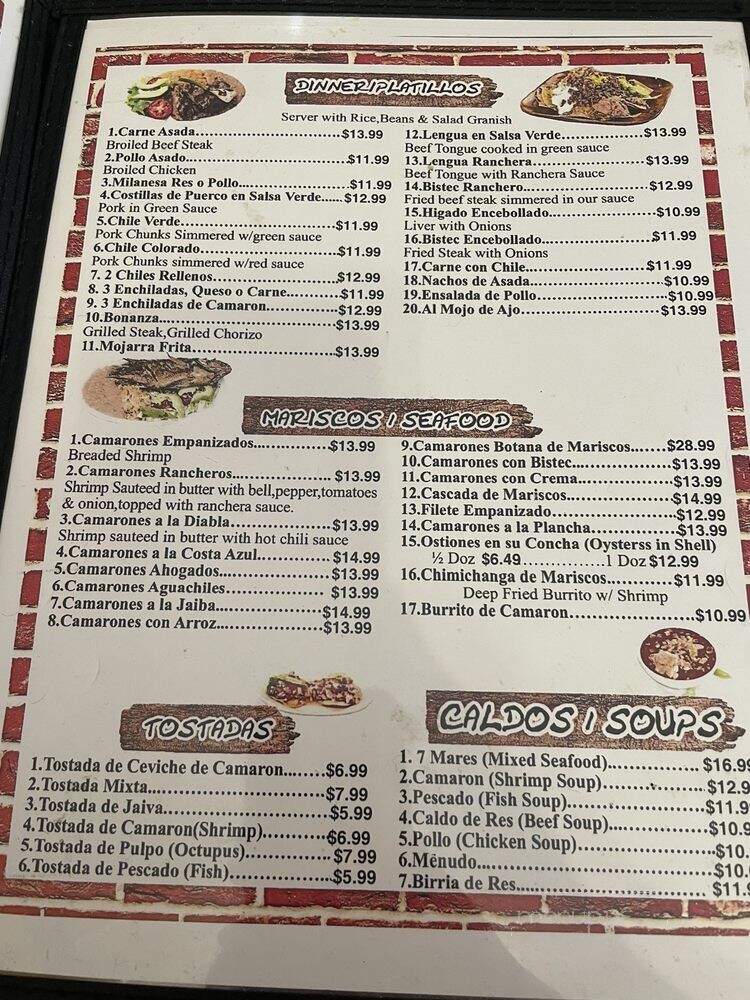 Billar Y Restaurant - Pixley, CA menu_pic