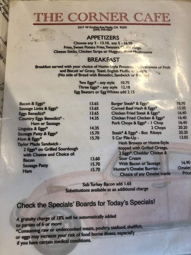 Corner Cafe - Visalia, CA menu_pic