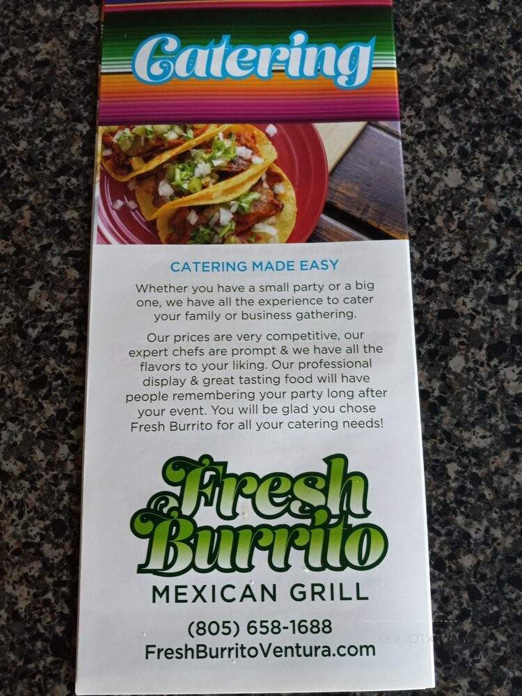 Fresh Burrito Mexican Grill - Ventura, CA menu_pic
