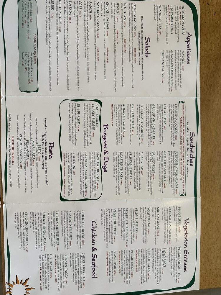 Nature's Grill - Ventura, CA menu_pic