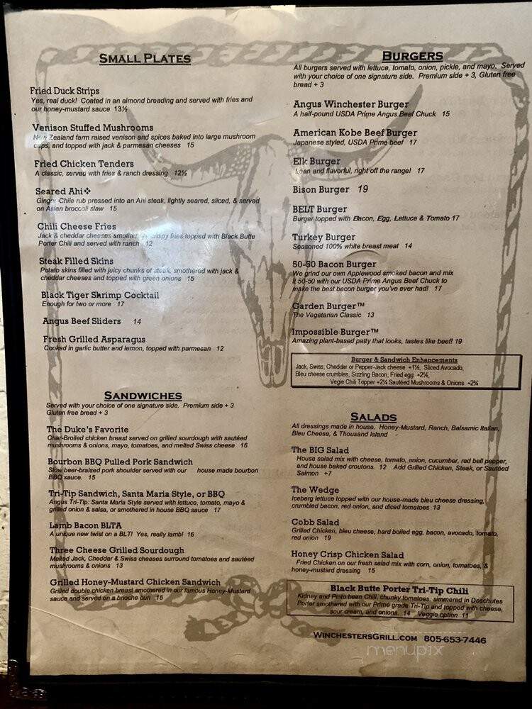 Winchesters Grill & Saloon - Ventura, CA menu_pic