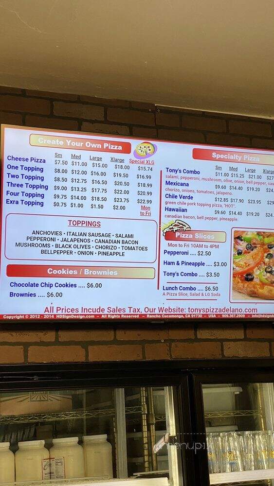 Tony's Pizza Parlor - Delano, CA